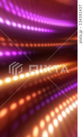 Abstract composition of soft orange and purple glowing light waves creating vibrant flowing patterns 134391437