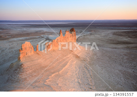 Stunning Mangystau landscape, Kazakhstan. Ak Orpa pinnacles view, Bozzhira valley 134391557