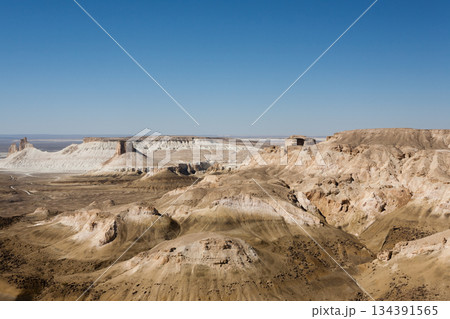 Beautiful Mangystau landscape, Kazakhstan. Bozzhira valley view Beautiful Mangystau landscape, Kazakhstan. Bozzhira valley view 134391565