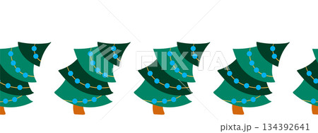 Christmas flat seamless border. New Year illustration Christmas flat seamless border. New Year illustration 134392641