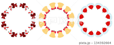 Christmas tree decorations. Round frame. Template for your creativity Christmas tree decorations. Round frame. Template for your creativity 134392664