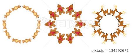 Christmas tree decorations. Round frame. Template for your creativity 134392671