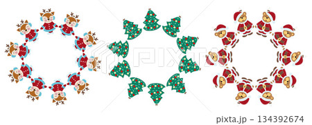 Christmas tree decorations. Round frame. Template for your creativity Christmas tree decorations. Round frame. Template for your creativity 134392674