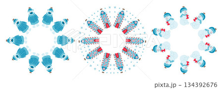 Christmas tree decorations. Round frame. Template for your creativity 134392676