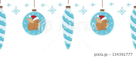 Christmas flat seamless border. New Year illustration 134392777