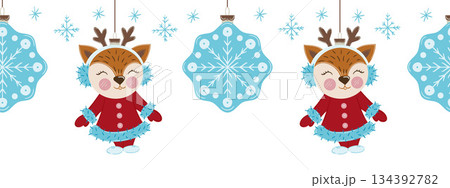 Christmas flat seamless border. New Year illustration 134392782
