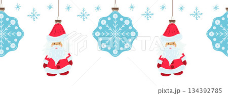 Christmas flat seamless border. New Year illustration 134392785
