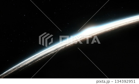 Glowing Comet Trail Glides Across a Clear Black Sky in a Stunning Cosmic Display at Night 134392951