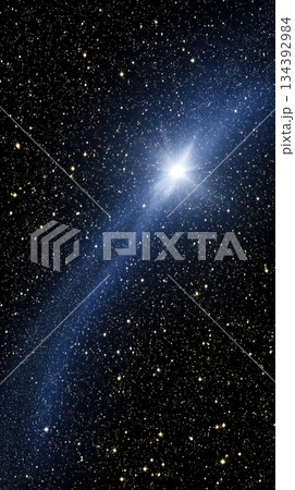 Bright Pulsar Shines in Deep Space, Showcasing Cosmic Phenomena and Starry Backdrop 134392984