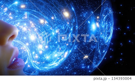 Exploring the Realms of Astral Travel With Vibrant Cosmic Visuals and Ethereal Energy Interaction 134393004