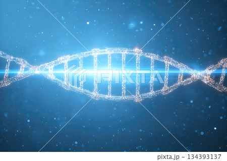 A Digital Display Shows Advanced Genetic Editing Tools Around a DNA Structure 134393137