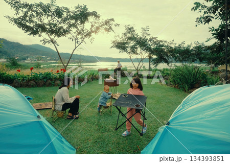 Family Camping Adventure in stunning nature and peaceful serenity 134393851