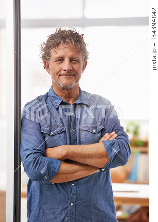 Mature, portrait and business man with arms crossed in office with pride for career, job or occupation. Entrepreneur, male professional and designer, confident boss and serious person from Australia. Mature, portrait and business man with arms crossed in office with pride for career, job or occupation. Entrepreneur, male professional and designer, confident boss and serious person from Australia. 134394842