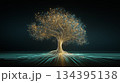 データとAIの成長を象徴する発光ツリー　未来テクノロジー背景 134395138