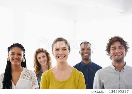 Portrait, business and staff with teamwork, collaboration and happiness at the office, confident and leadership. Face, group or happy team with corporate training, planning and employees with support Portrait, business and staff with teamwork, collaboration and happiness at the office, confident and leadership. Face, group or happy team with corporate training, planning and employees with support 134395837