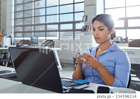 Administration focus, laptop and woman reading financial savings, digital finance budget or accounting review. Web database, coffee drink or accountant working on data analysis of feedback statistics Administration focus, laptop and woman reading financial savings, digital finance budget or accounting review. Web database, coffee drink or accountant working on data analysis of feedback statistics 134396114