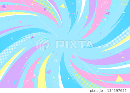 注目 集中 驚き かわいくポップな背景素材 水色 カラフル イベント セール バックグラウンド 渦 134397625