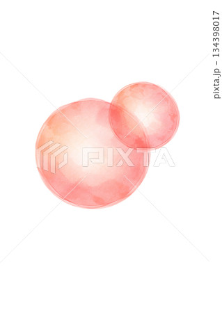 水彩風イラスト　重なる赤い円　丸い素材 134398017