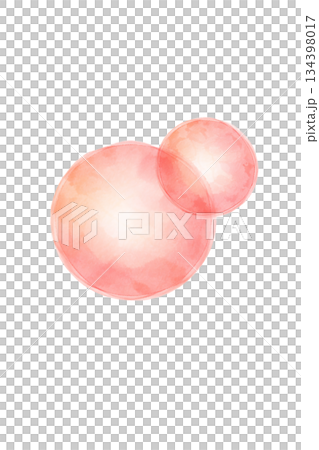 水彩風イラスト　重なる赤い円　丸い素材 134398017