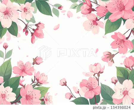 サクラと花びらの壁紙　イラスト 134398024