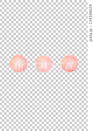 Watercolor illustration of three red circles, round decorative material 134398029