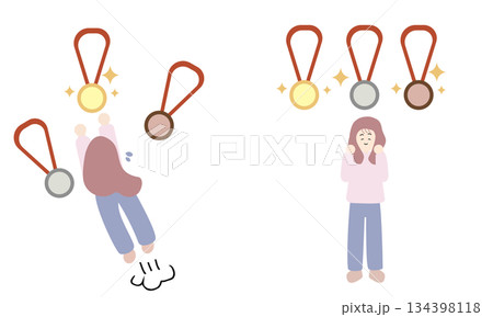 結果にこだわる女性と結果を楽しむ女性 結果にこだわる女性と結果を楽しむ女性 134398118