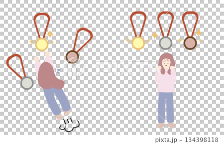 結果にこだわる女性と結果を楽しむ女性 結果にこだわる女性と結果を楽しむ女性 134398118