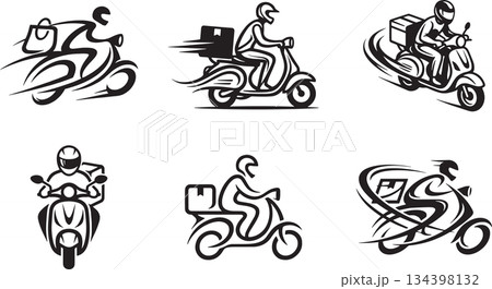 set of food delivery bike logo set of food delivery bike logo 134398132