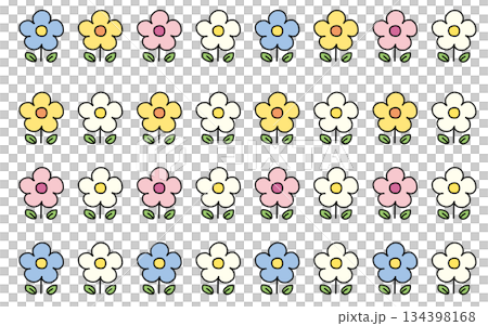 Hand-drawn line floral decorative line set | Deformed flower and cute borders (4 lines) 134398168