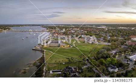 St Augustine, Florida. Historic fort Castillo de San Marcos, National Monument open to public, travel destination for families and tourists on vacation in Florida 134398175