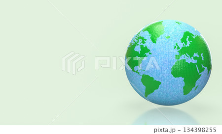 Blue and Green Earth Globe Representing Global Sustainability and Environmental Balance 3d render. 134398255