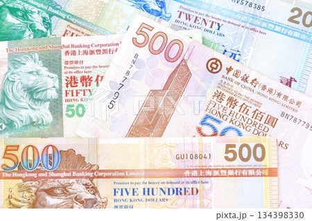 香港の通貨、香港ドル（HKD）の紙幣 134398330