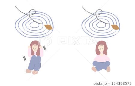 静けさを怖がる女性と静けさの中で安らぐ女性 134398573