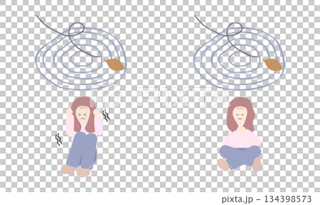 静けさを怖がる女性と静けさの中で安らぐ女性 134398573