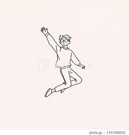 ジャンプする男性のシルエット ジャンプする男性のシルエット 134398691