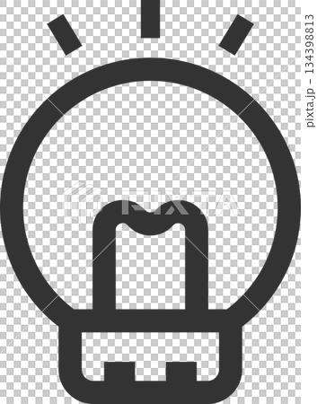 Idea light bulb electricity icon (simple, line drawing, monochrome) 134398813