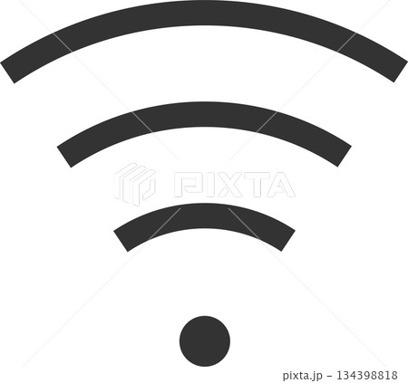 wi-fi　電波　アイコン（シンプル・線画・モノクロ） 134398818