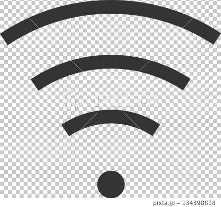 wi-fi　電波　アイコン（シンプル・線画・モノクロ） 134398818