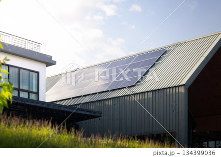 Eco House With Solar Roof 134399036