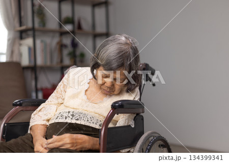 Elderly woman has daytime napping may signal dementia. 134399341