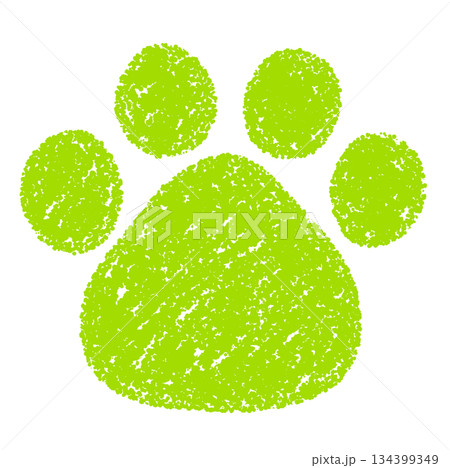 クレヨン素材　手描きの肉球の足跡のイラスト　犬　猫 134399349