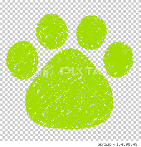 クレヨン素材　手描きの肉球の足跡のイラスト　犬　猫 134399349