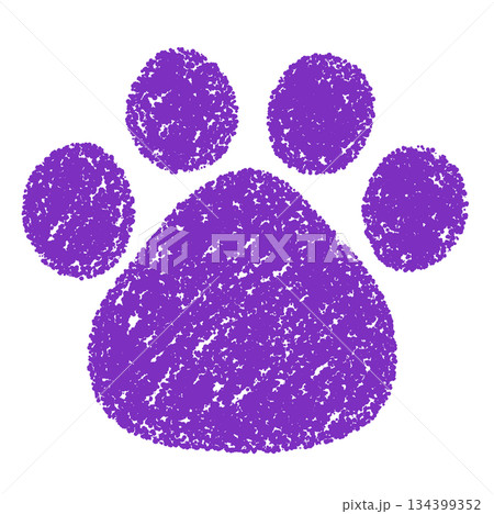 クレヨン素材　手描きの肉球の足跡のイラスト　犬　猫 134399352
