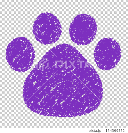 クレヨン素材　手描きの肉球の足跡のイラスト　犬　猫 134399352