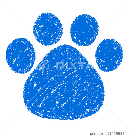 クレヨン素材　手描きの肉球の足跡のイラスト　犬　猫 134399354