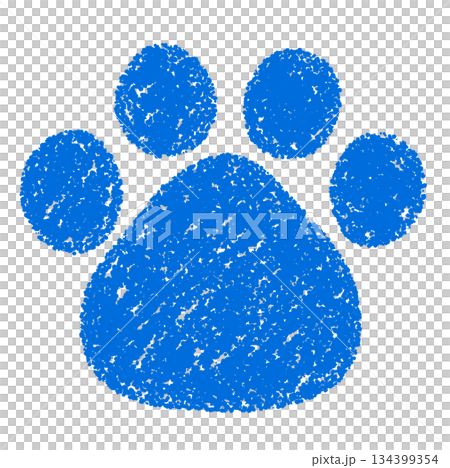 Crayon material, hand-drawn illustration of paw prints, dog, cat Crayon material, hand-drawn illustration of paw prints, dog, cat 134399354