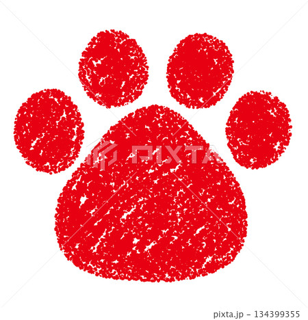 クレヨン素材　手描きの肉球の足跡のイラスト　犬　猫 134399355