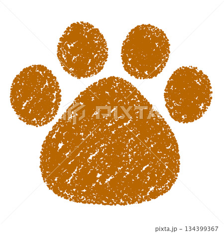 クレヨン素材　手描きの肉球の足跡のイラスト　犬　猫 134399367