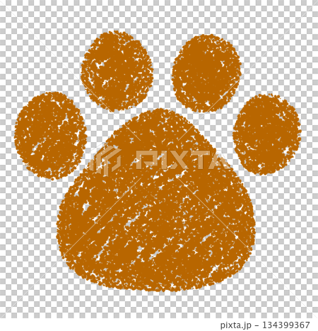 クレヨン素材　手描きの肉球の足跡のイラスト　犬　猫 134399367
