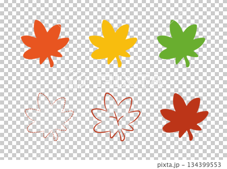 簡單的秋葉圖示集插圖 簡單的秋葉圖示集插圖 134399553